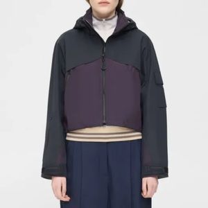 Theory Project Purple and Black Cropped Nylon Wind Jacket Hooded Adjustable XS